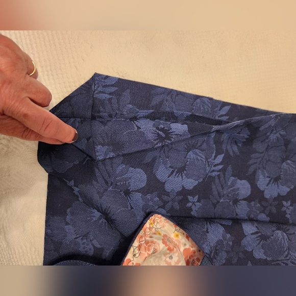 Handmade Navy Blue Flower Design Tote Bag - Picture 2 of 5